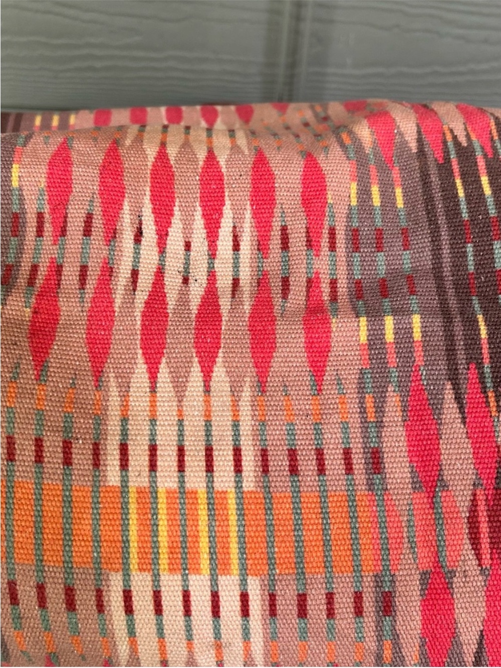 Vintage Prana Woven Multicolor Tote Bag with Brown Leather Straps - Picture 6 of 15